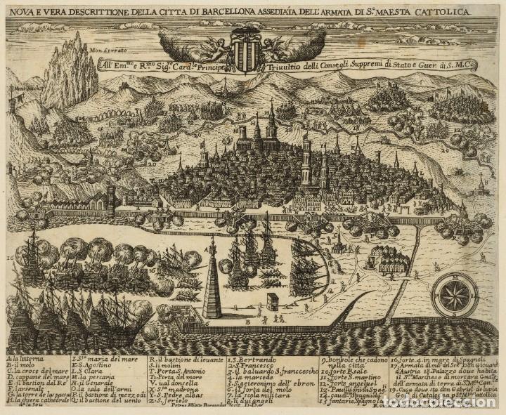Militaria: R&Eacute;PLICA L&aacute;mina Asedio Naval de Barcelona, Catalu&ntilde;a. Espa&ntilde;a &ndash; Francia. 1652. Siglo XVII. Guerra Suces