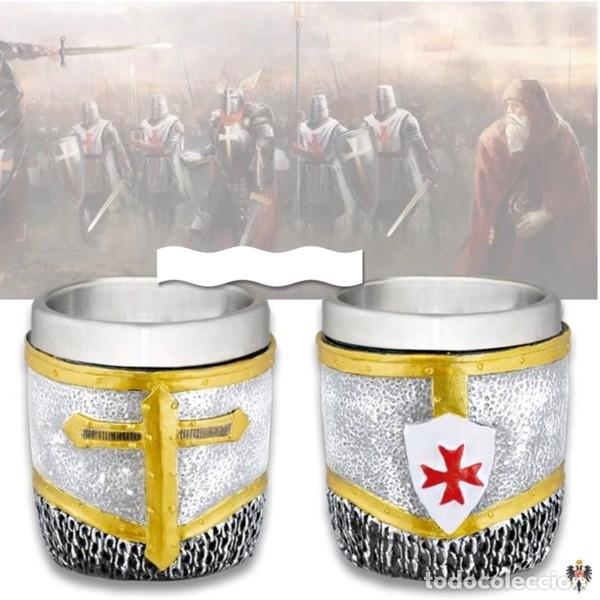 Military Antiques: COPA VASO CHUPITO TEMPLARIO CABALLERO TEMPLE INTERIOR ACERO INOX