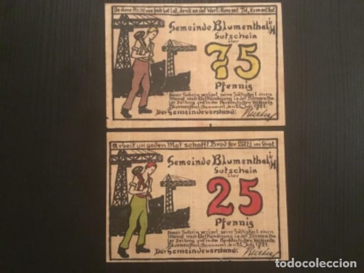 Military Antiques: Cup&oacute;n alem&aacute;n Gemeinde Blumenthal 25 , 75 pfennig