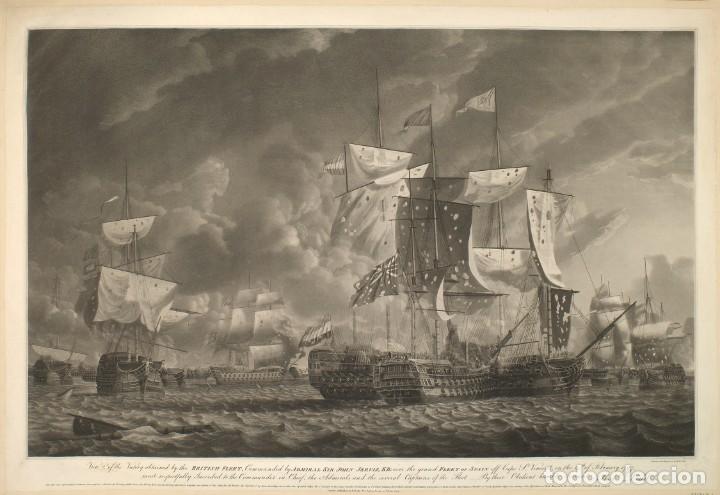 Militaria: R&Eacute;PLICA L&aacute;mina Batalla Cabo de San Vicente, Portugal. Armada, Espa&ntilde;a &ndash; Inglaterra. 1797. Siglo XVIII