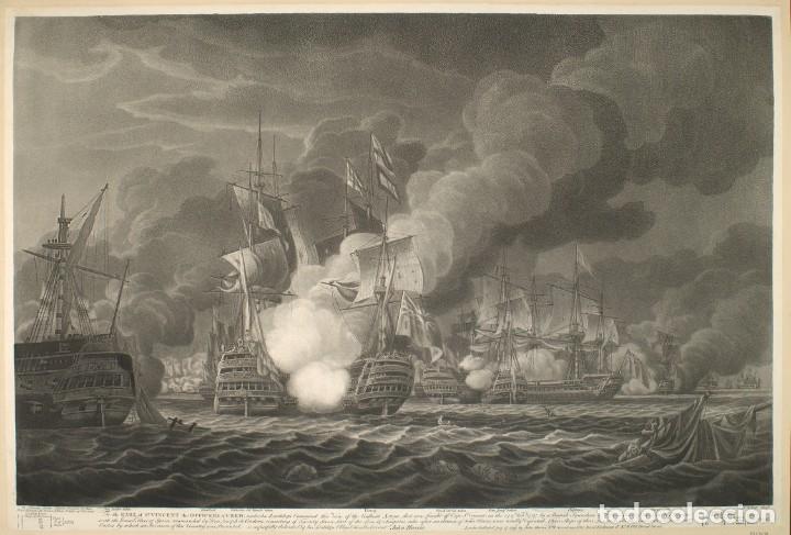Militaria: R&Eacute;PLICA L&aacute;mina Batalla Cabo de San Vicente, Portugal. Armada, Espa&ntilde;a &ndash; Inglaterra. 1797. Siglo XVIII