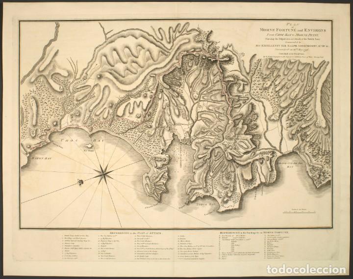 Military Antiques: R&Eacute;PLICA L&aacute;mina Batalla de Morne Fortune, Santa Luc&iacute;a. Francia &ndash; Inglaterra. 1796. Siglo XVIII