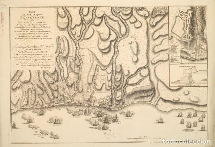 Military Antiques: R&Eacute;PLICA L&aacute;mina Ataque de Basseterre, Guadalupe. Francia &ndash; Inglaterra. 1759. Siglo XVIII.