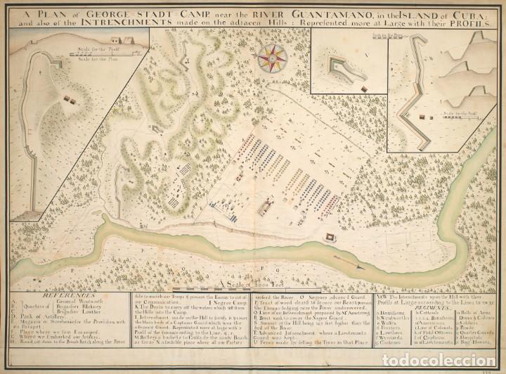 Militaria: R&Eacute;PLICA L&aacute;mina Parque de Artiller&iacute;a Guantanamo, Cuba. Espa&ntilde;a &ndash; Inglaterra. 1741. Siglo XVIII.