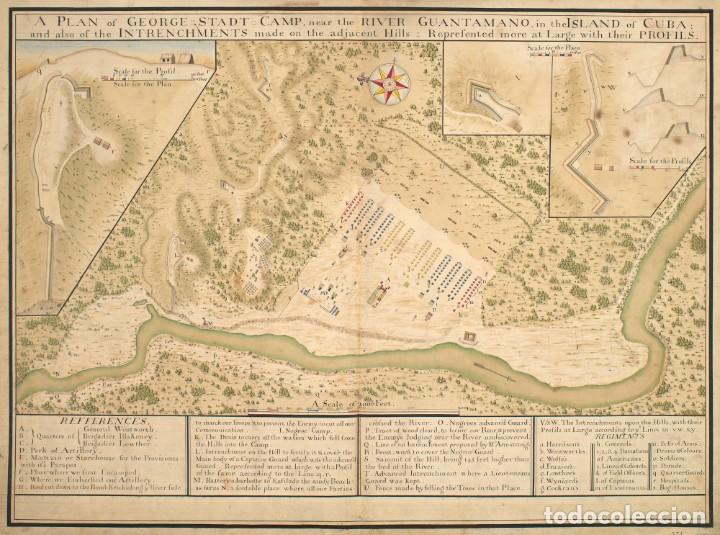 Militaria: R&Eacute;PLICA L&aacute;mina Parque de Artiller&iacute;a Guantanamo, Cuba. Espa&ntilde;a &ndash; Inglaterra. 1741. Siglo XVIII.