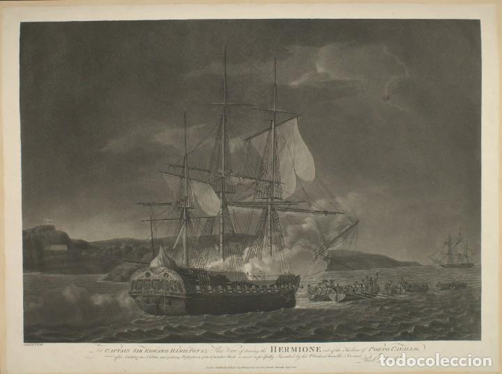 Militaria: R&Eacute;PLICA L&aacute;mina Batalla de Porto Cavallo, Pasacaballos, Cienfuegos, Cuba. Espa&ntilde;a &ndash; Inglaterra. 1799.