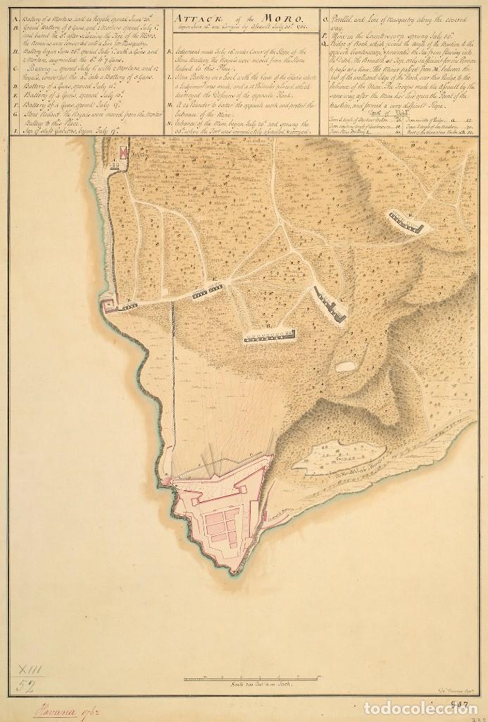 Militaria: R&Eacute;PLICA L&aacute;mina Batalla de La Habana, Fuerte del Morro, Cuba. Espa&ntilde;a &ndash; Inglaterra. 1762. Siglo XVIII.