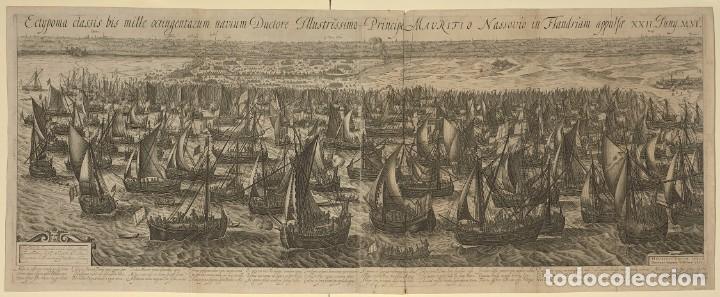 Militaria: R&Eacute;PLICA L&aacute;mina Estuario R&iacute;o Escalda, Flota de Mauricio de Nassau, Holanda. 1600. Guerras de Flandes.