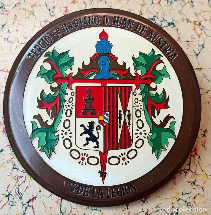 Militaria: La Legi&oacute;n - Antigua placa original - TERCIO SAHARIANO JUAN DE AUSTRIA 3 DE LA LEGION - Tama&ntilde;o 120 mm