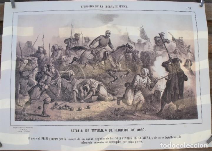 Militaria: LITOGRAFIA BATALLA DE TETUAN 4 FEBRERO DE 1860 GENERAL PRIM EPISODIOS DE LA GUERRA DE AFRICA 10