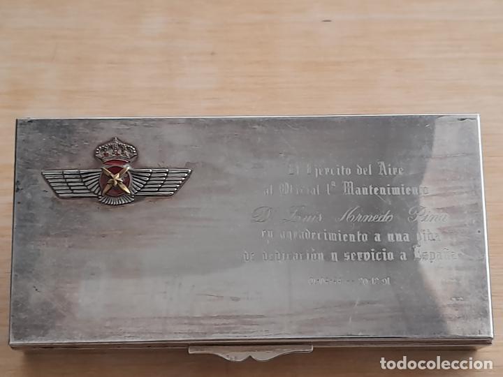 Militaria: Aviaci&oacute;n, Ej&eacute;rcito del Aire. Caja de Alpaca con rokiski de piloto observador.