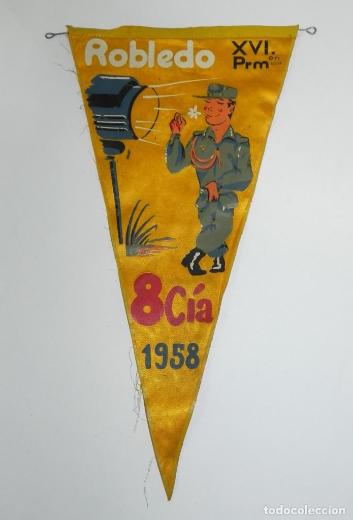 Military Antiques: BANDERIN DE ROBLEDO XVI PROMOCION. 8&ordm; CIA. A&Ntilde;O 1958, MIDE 39 CMS.