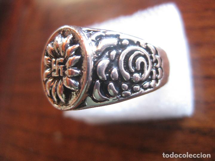 Militaria: REPLICA ANILLO EDELWEISS ESVASTICA SWASTIK NAZI REICH RING WEHRMACHT