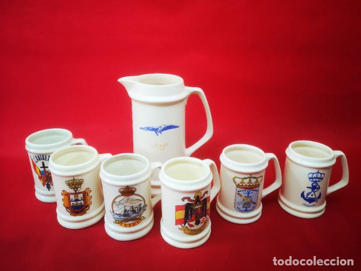Military Antiques: Juego tazas y jarra del buque de Franco Azor