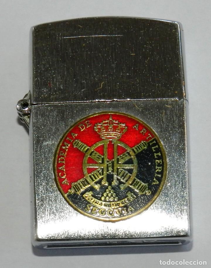 Militaria: MECHERO DE LA ACADEMIA ARTILLERIA DE SEGOVIA, MARCA TUKO SPAIN, TIPO ZIPPO.