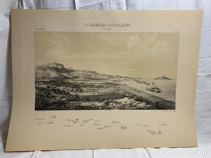 Military Antiques: LAMINA MILITAR VALLE CASTILLEJOS 2 ENERO 1860 ATLAS AFRICA VISTA 3&ordf; EJERCITO 48X65CMS