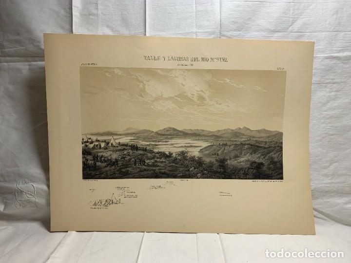 Military Antiques: LAMINA MILITAR VALLE Y LAGUNAS RIO MANUEL 5 ENERO 1860 VISTA 4&ordf; REPROD EJERCITO AFRICA 1960 48X65CMS