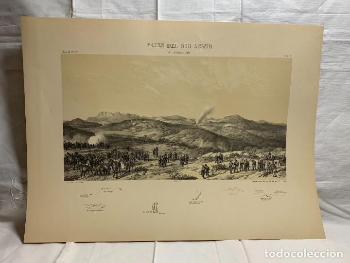 Military Antiques: LAMINA MILITAR VALLE RIO ASMIR 10 ENERO 1860 VISTA 5&ordf; REPROD TALLERES EJERCITO AFRICA 1960 48X65CMS