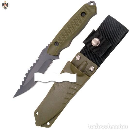 Military Antiques: CUCHILLO TACTICO MILITAR+ FUNDA RIGIDA 20,5 CMS