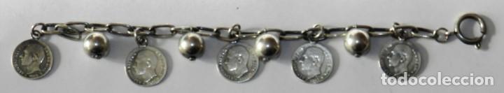 Military Antiques: ANTIGUA PULSERA DE PLATA CON MONEDAS DE ALFONSO XIII PARA SE&Ntilde;ORITA O NI&Ntilde;A, MIDE 20 CMS. DE LONGITUD,