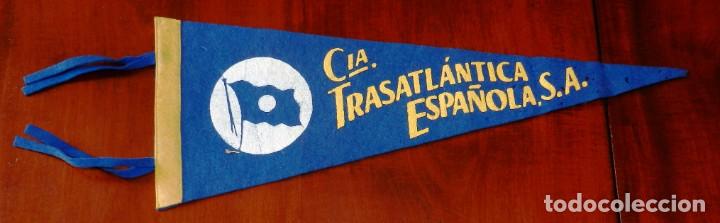 Military Antiques: BANDERIN DE FIELTRO DE LA CIA. TRASATLANTICA ESPA&Ntilde;OLA S.A. MIDE 43,5 CMS.