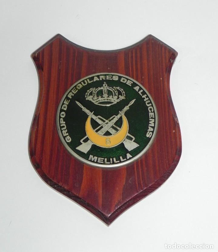 Military Antiques: METOPA DE LA LEGION, GRUPO DE REGULARES DE ALHUCEMAS N&deg; 5, MELILLA, MIDE 17,5 CMS.