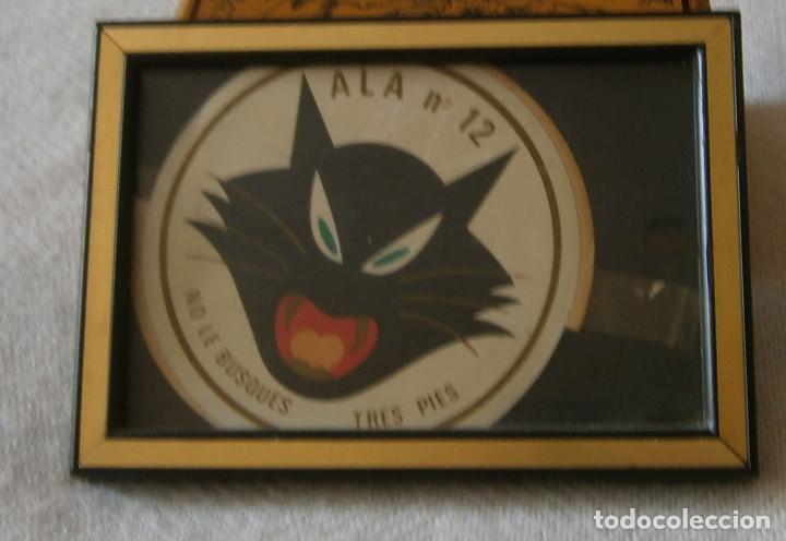 Militaria: emblema ala 12 ejercito del aire enmarcado a&ntilde;o 1970 13 cms x 9 cms