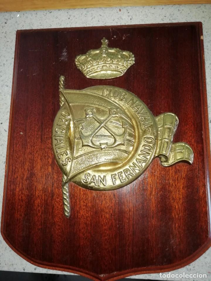 Military Antiques: Gran metopa club naval oficiales San Fernando madera y bronce