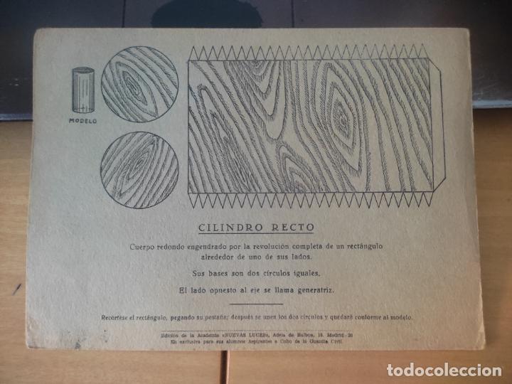 Military Antiques: RECORTABLE FIGURA GEOMETRICA ACADEMIA ASPIRANTE CABO GUARDIA CIVIL CILINDRO RECTO 22,5 X 16,3 CM