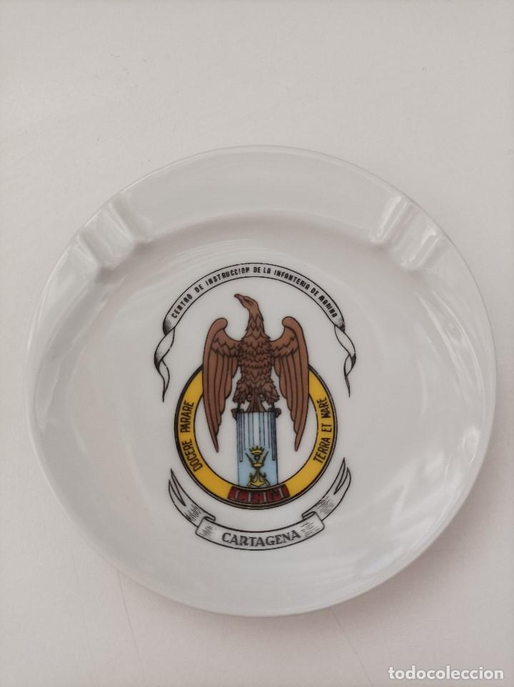 Military Antiques: Platillo cenicero en ceramica. CENTRO DE INSTRUCCION DE LA INFANTERIA DE MARINA. CIM-CARTAGENA.