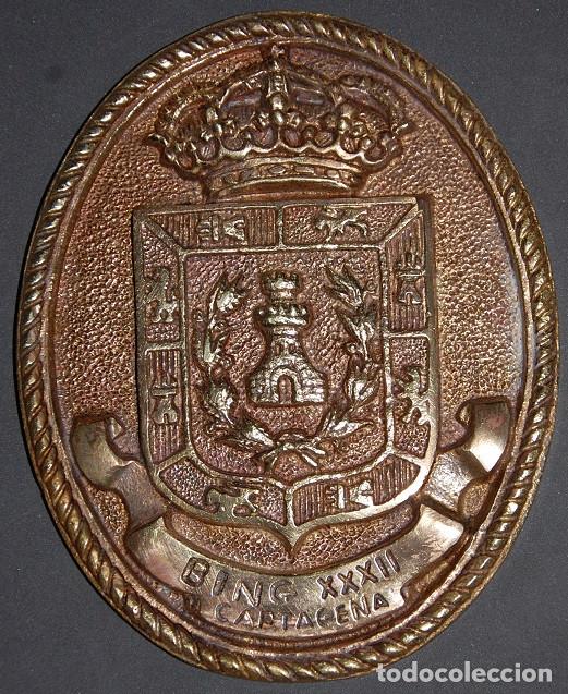 Militaria: PLACA/MEDALLON MILITAR BRONCE PARA METOPA BING XXXII CARTAGENA BRIGADA DE INGENIEROS