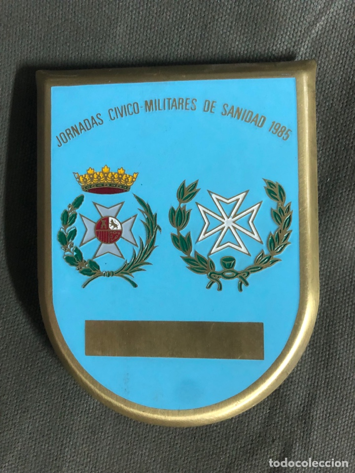 Military Antiques: CHAPA PARA METOPA MILITAR JORNADAS C&Iacute;VICO-MILITARES DE SANIDAD 1985 MN