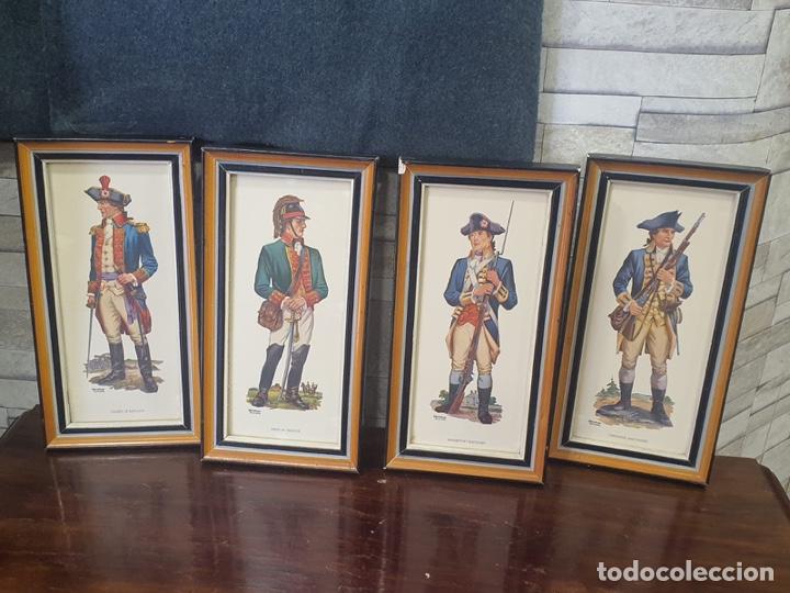 Militaria: Lote de 4 l&aacute;minas militares vintage Frederick elmiger