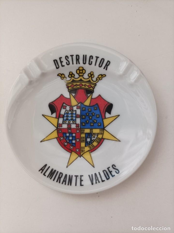 Military Antiques: Platillo cenicero en ceramica. DESTRUCTOR ALMIRANTE VALDES D-23.