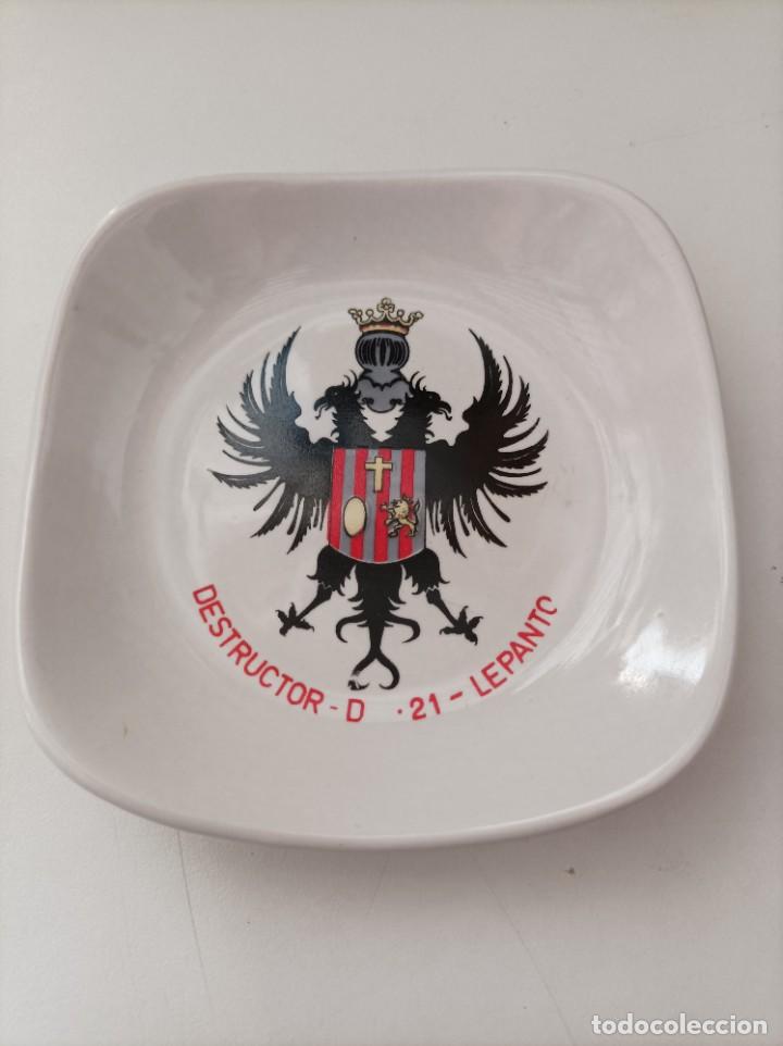 Military Antiques: Platillo cenicero en ceramica. DESTRUCTOR LEPANTO D-21.