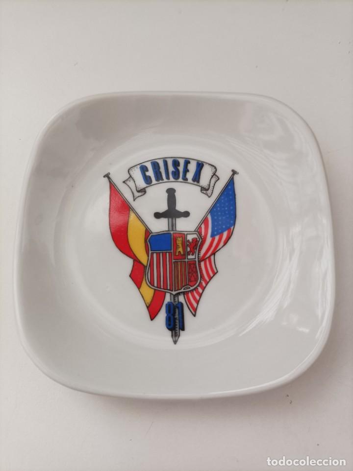Military Antiques: Platillo - cenicero en ceramica. CRISEX 1981. MANIOBRAS ESPA&Ntilde;A - ESTADOS UNIDOS.