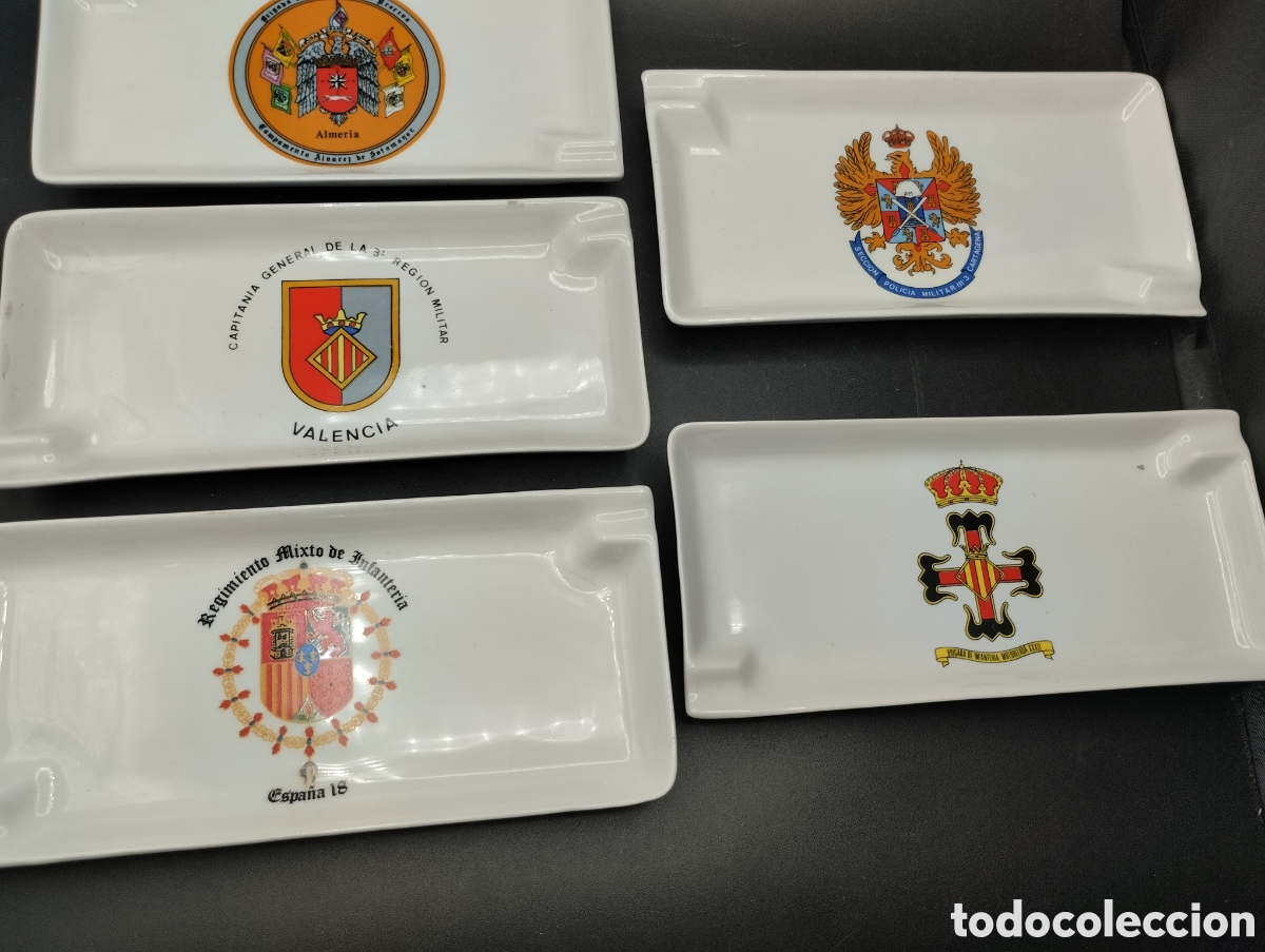 Military Antiques: COLECCI&Oacute;N 5 BANDEJAS CON EMBLEMA MILITAR. 22,5x10,5cms (No todas de la misma medida)