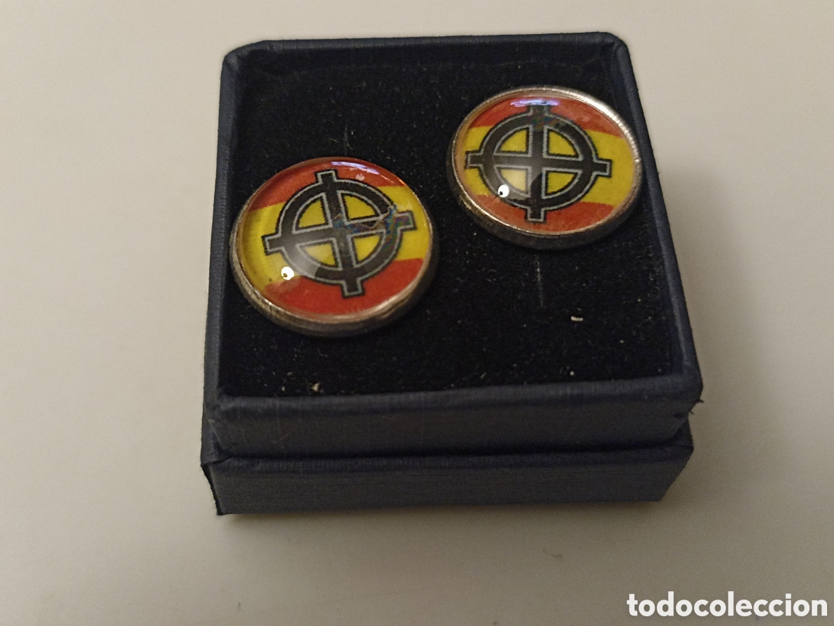 Militaria: GEMELOS CRUZ CELTA BANDERA ESPA&Ntilde;A