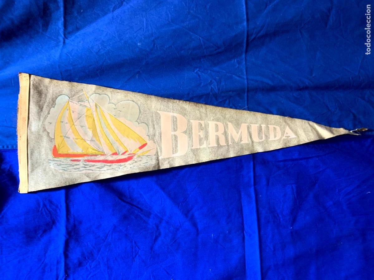 Military Antiques: BANDERIN BERMUDA NAV&Iacute;O ESCUELA MILITAR 65X22CMS