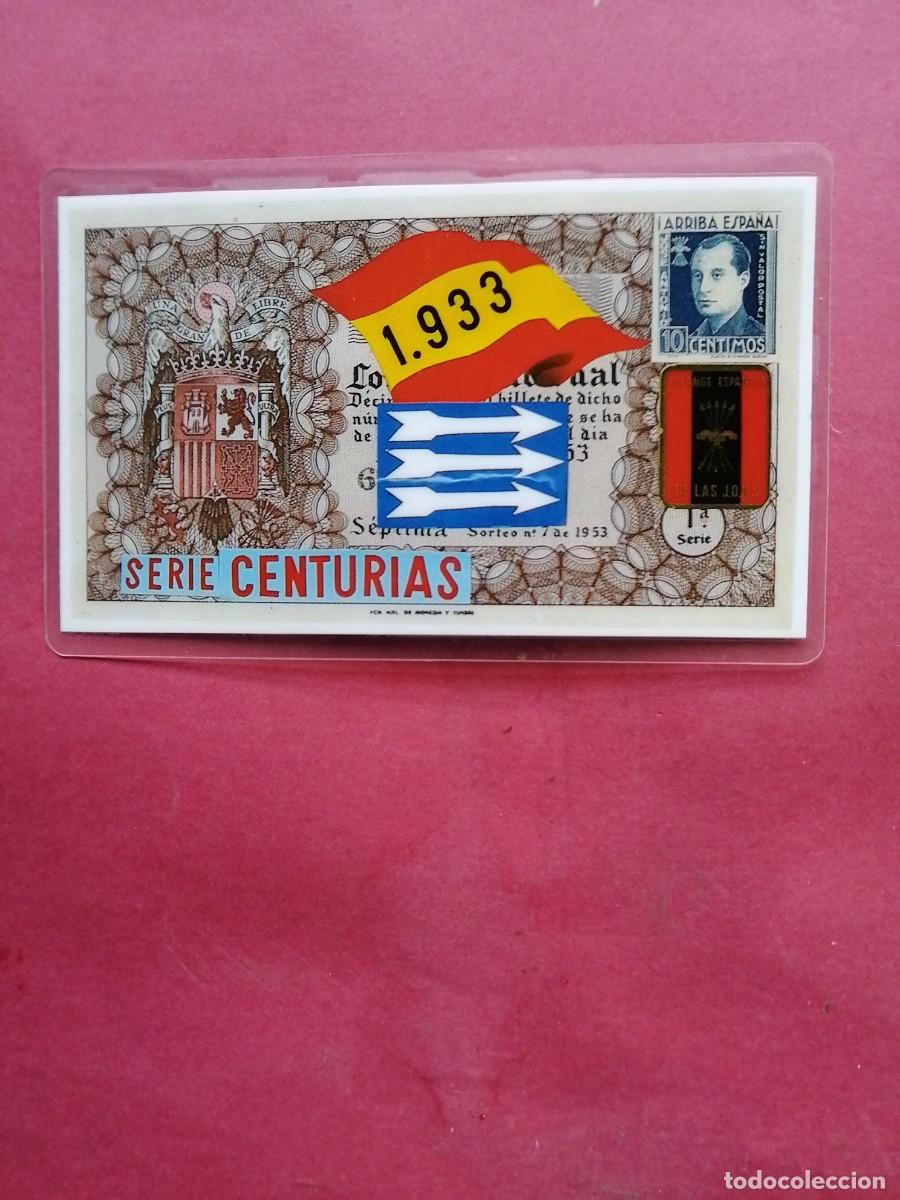 Militaria: Loter&iacute;a Jos&eacute; Antonio, plastificada