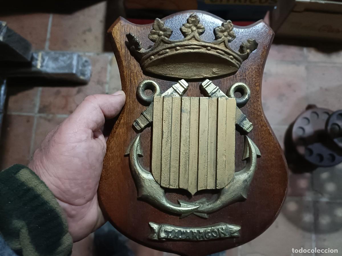 Military Antiques: Antigua me topa de corbeta Arag&oacute;n realizada en madera y bronce