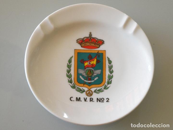 Militaria: CENICERO PLATO CER&Aacute;MICA MILITAR. CMVR N&ordm; 2. 12CM. CENTRO DE VEH&Iacute;CULOS MILITARES. 150GR