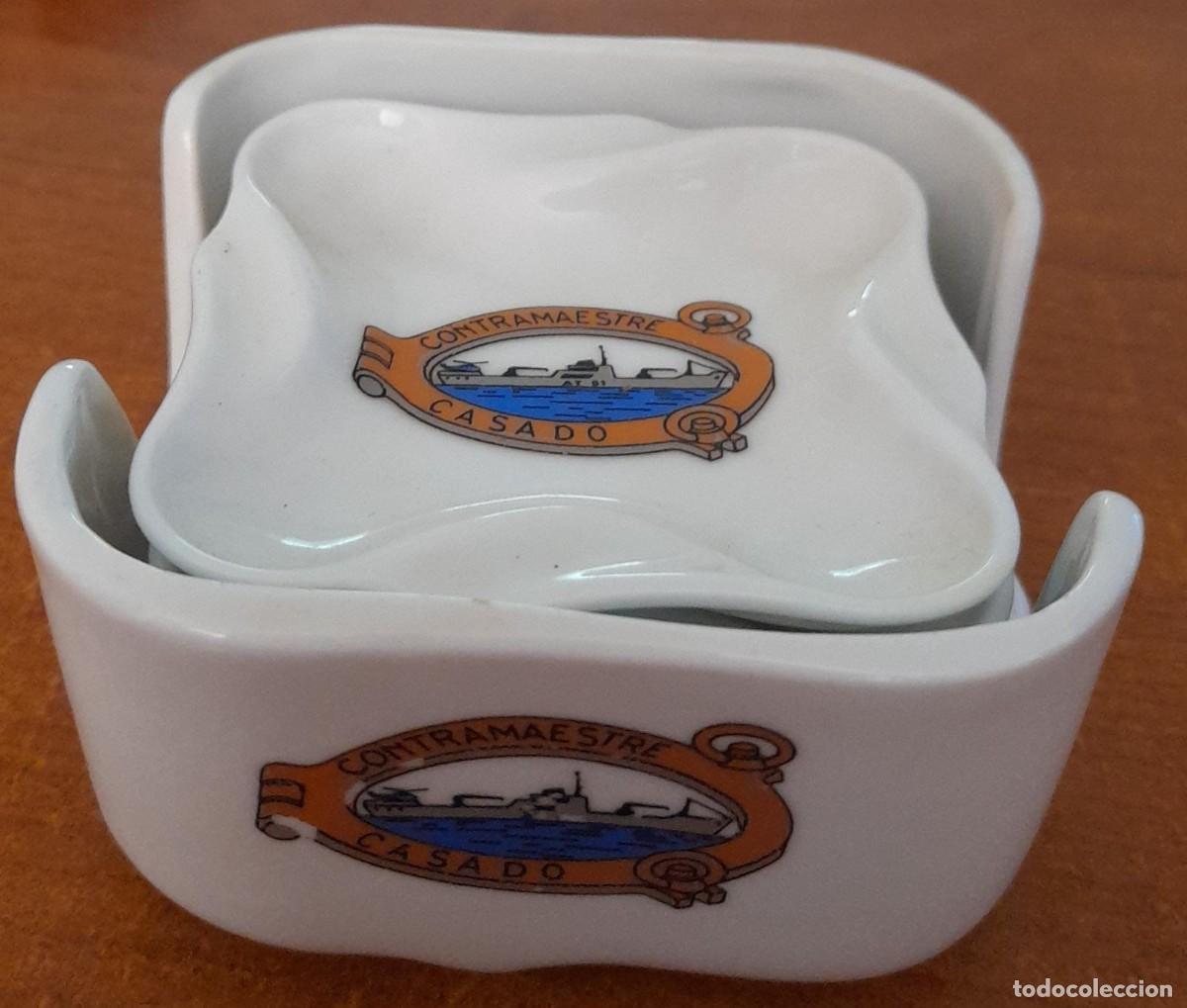 Militaria: SET DE 4 PEQUE&Ntilde;OS CENICEROS DE PORCELANA DEL CONTRAMAESTRE CASADO