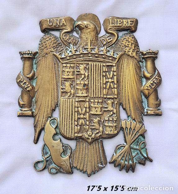Military Antiques: PLACA ESCUDO DE ESPA&Ntilde;A BRONCE AGUILA FRANCO