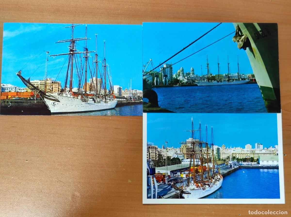 Militaria: 3 ANTIGUAS POSTALES DEL BARCO DE LA ARMADA ESPA&Ntilde;OLA JUAN SEBASTI&Aacute;N EL CANO, CON SELLO Y MATASELLOS