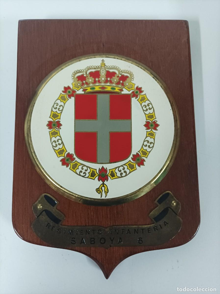 Military Antiques: Metopa militar. REGIMIENTO INFANTER&Iacute;A SABOYA N&ordm; 6. Medidas 2Ox14cmt. Metal esmaltado sobre madera.