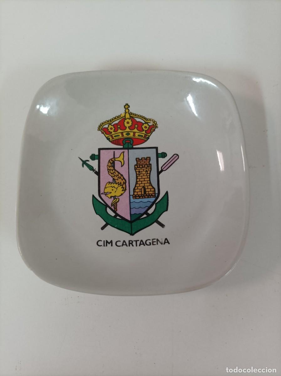Militaria: Platillo - cenicero en ceramica. CIM CARTAGENA. Medidas 12x12cmt