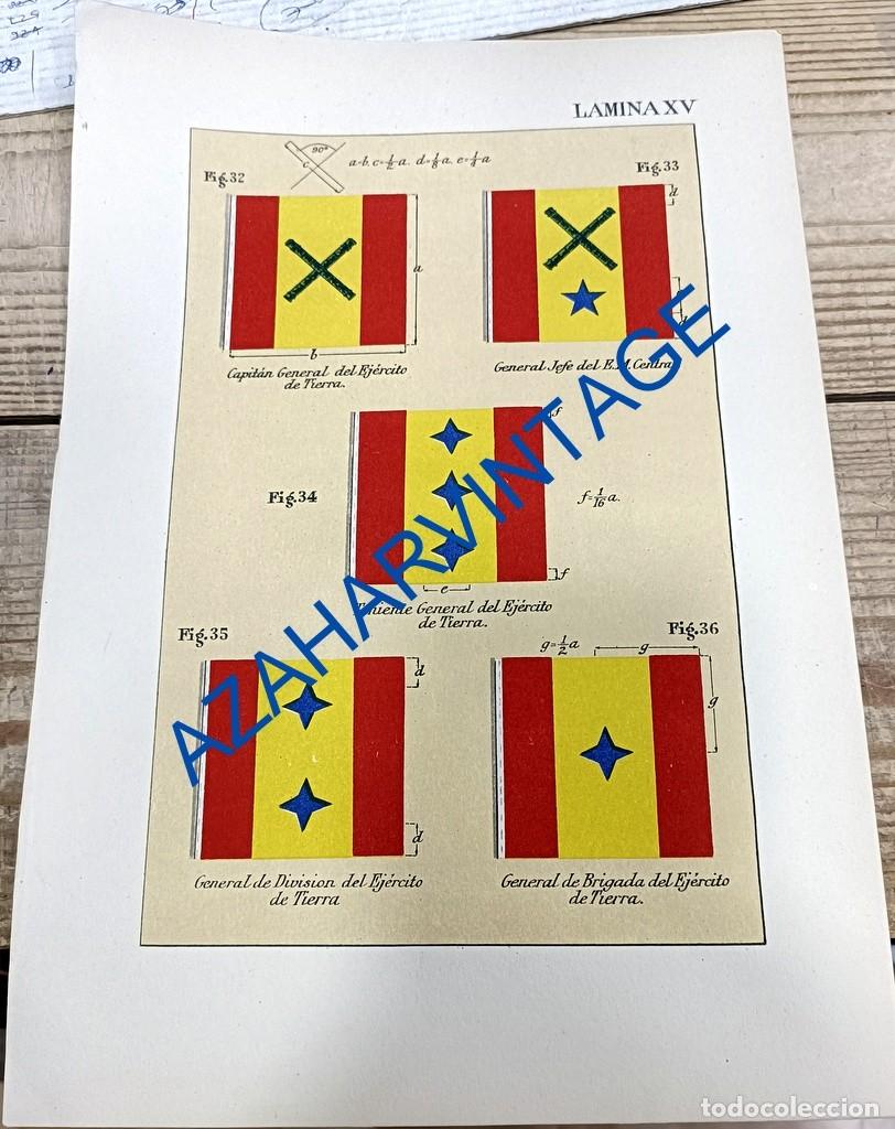 Militaria: ANTIGUA LAMINA BANDERINES DEL EJERCITO DE TIERRA, 210X305MM