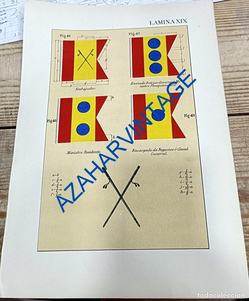 Militaria: ANTIGUA LAMINA BANDERINES DEL CUERPO DIPLOMATICO, 210X305MM