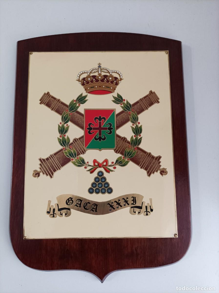 Military Antiques: Metopa militar. GACA XXXI - Grupo de Artiller&iacute;a de Campa&ntilde;a. (Paterna) . Metal esmaltado sobre madera